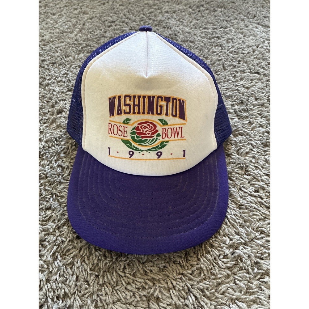 Vintage 1991 Washington Rose Bowl Snapback Hat Cap Trucker - Picture 1 of 4